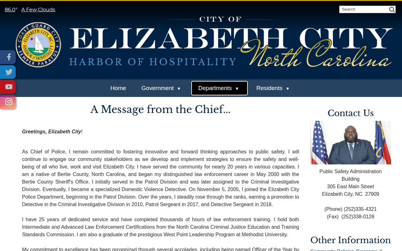 Elizabeth City official website and police information source