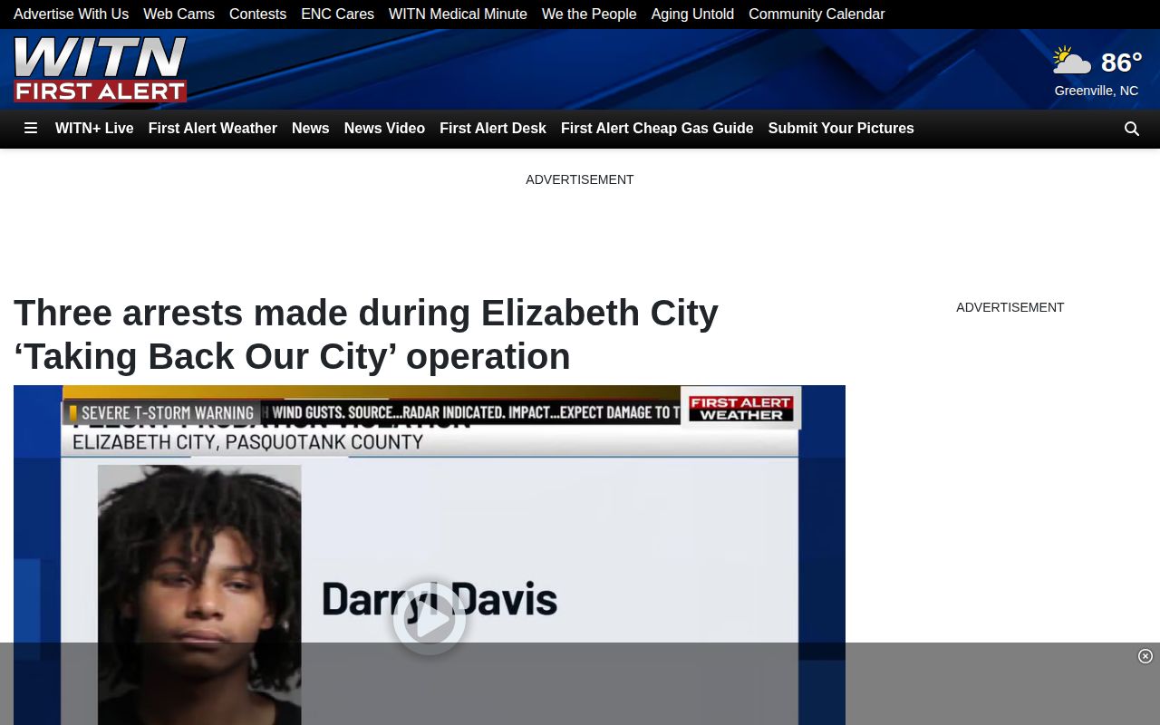 WITN local news coverage source for an Elizabeth City operation